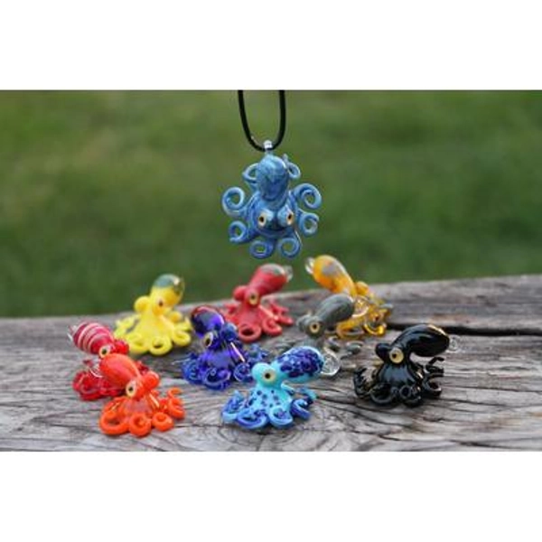 Tiny Octopus Pendants, Glass Octopus Necklace, Jewelry Necklace Pendants Squid Octopus Pendant Blown Glass