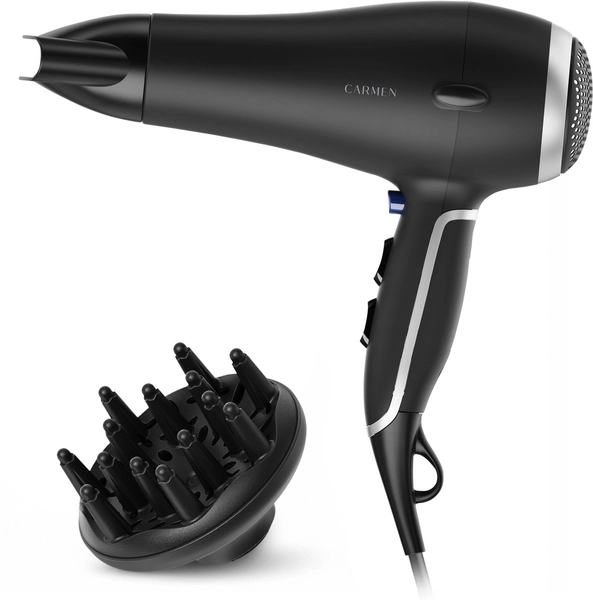 Carmen HD2195 - Föhn - 2000 Watt - Coolshot - 2,5 meter snoer - Blaasmond en diffuser - Zwart