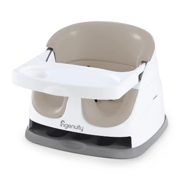 Ingenuity Baby Base 2-in-1 Booster Feeding and Floor Seat with Self-Storing Tray - Cashmere
