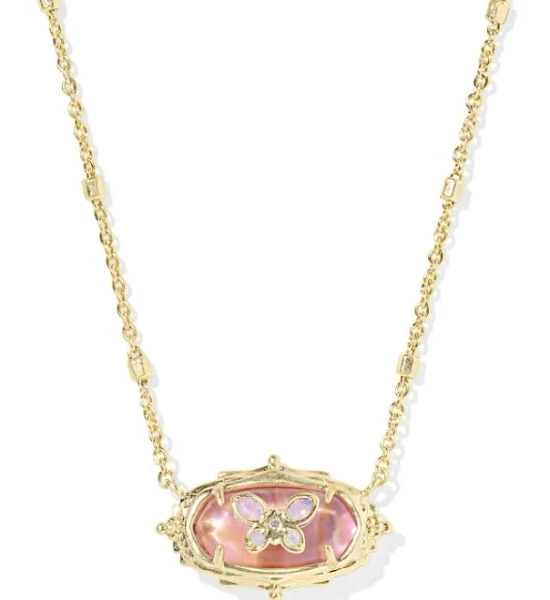 Women Dolly Parton x Kendra Scott Elisa Butterfly Vintage Gold Short Pendant Necklace