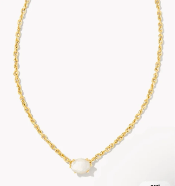 Cailin Gold Pendant Necklace in Ivory Mother-of-Pearl