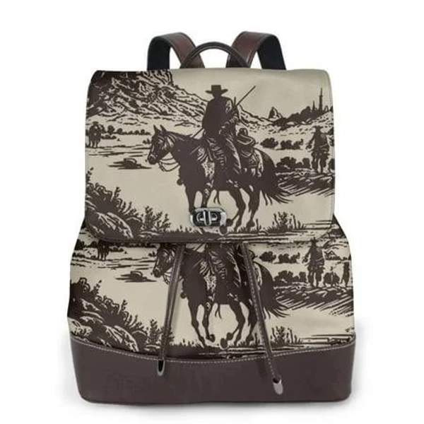 Goofa Women's Western Desert Cowboy Leather Backpack Purse