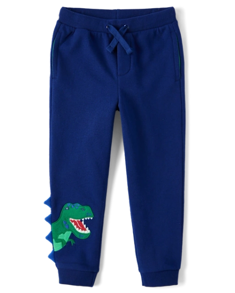 Boys Dino Fleece Jogger Pants - Dino Friends - Blue