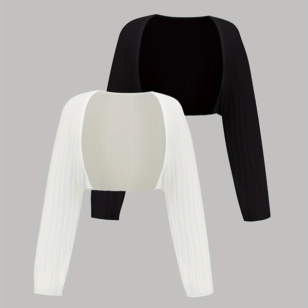 Autumn/Winter 2pcs Women's Ribbed Casual Shawl Long Sleeved Cardigan Coat, Trendy and Stylis