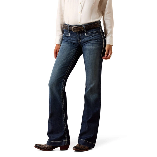 Trouser Mid Rise Stretch Entwined Wide Leg Jean