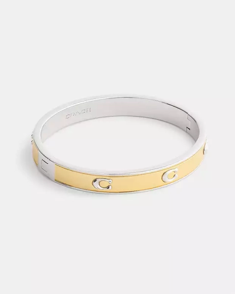 Gold/Silver Pegged Signature Hinged Bangle