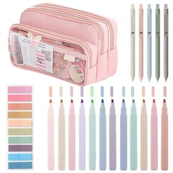 Saker Cute Pink School Supplies Set