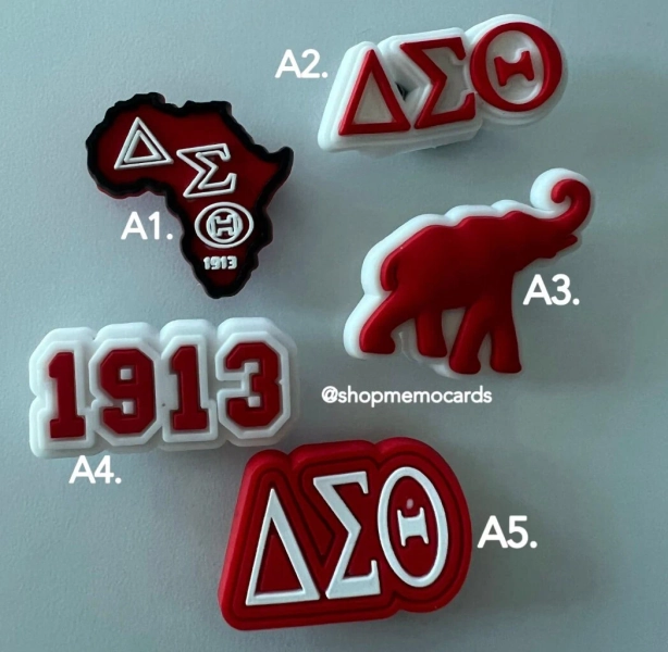 Delta Sigma Theta Shoe Charms, Sorority Clog Pins, Pack of 5
