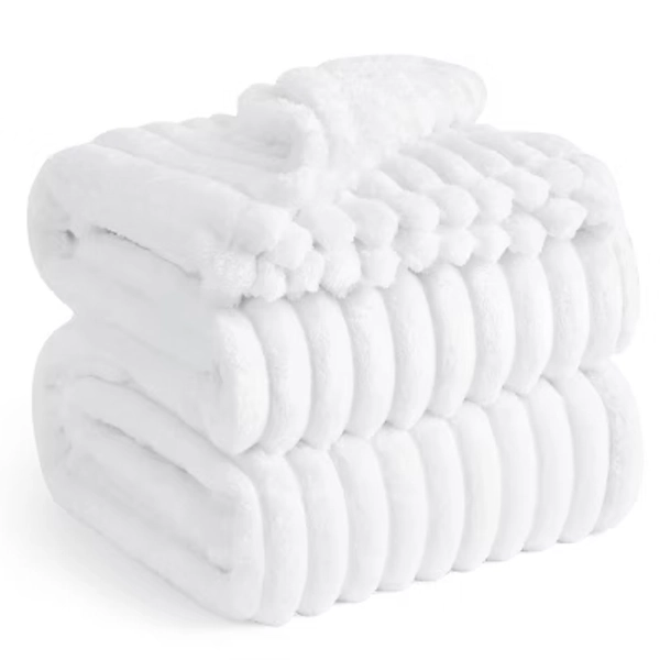 Bed Blanket With Chunky Corduroy King Size White - Bedsure