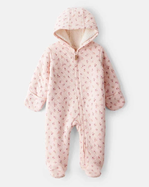 Carter's Baby Floral Sherpa-Lined Long-Sleeve Hooded Jumpsuit