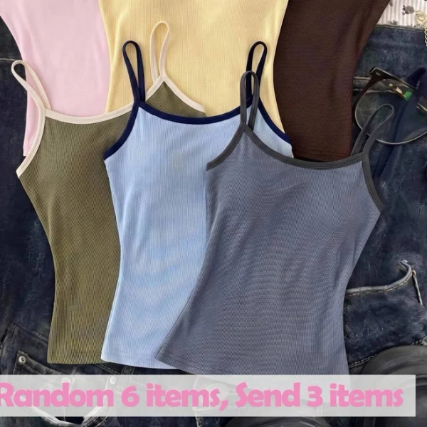 SHEIN Tween Girls Slim Fit Spaghetti Strap Colorblock Camisole Tank Tops