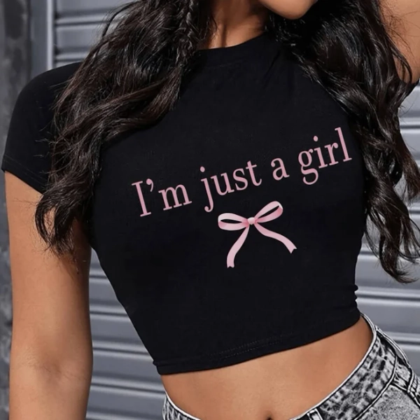 Teen Girls Slim Short-Sleeved Y2K Print T-Shirt
