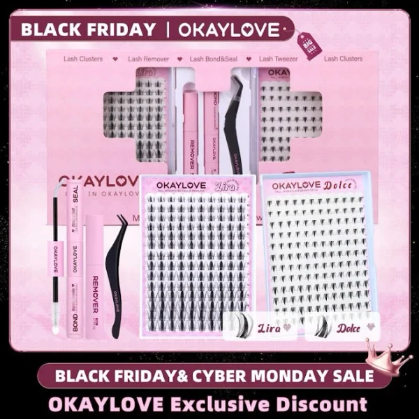 OKAYLOVE Infinity Lash Clusters Kit Upper Bottom Lash Clusters Kit DIY Lash Extenison Kit Manga Lash Clusters Individual Lashes Kit Lira|Dolce