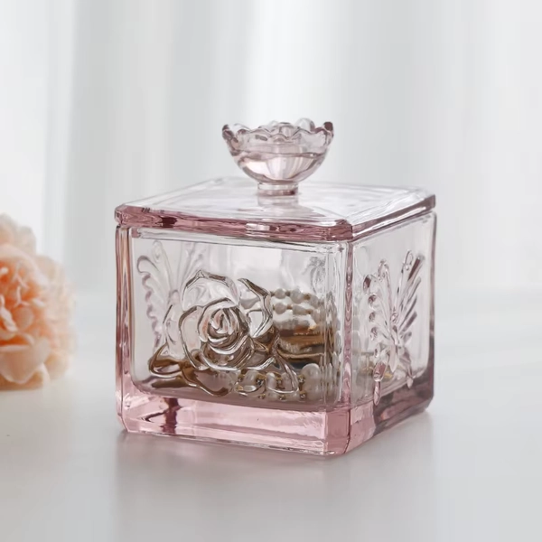 Glass Jewelry Jar Rose Crystal Cosmetics Cotton Swabs Candy Box Candle Holder Exquisite Household Lid Storage Bottle Home Decor - AliExpress 15