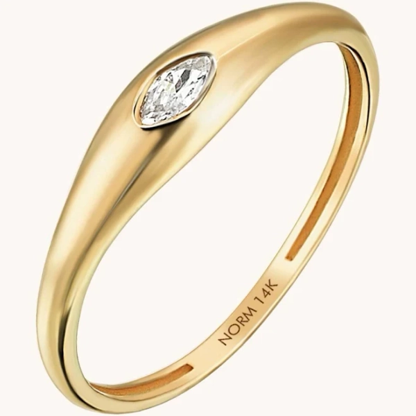 Women's Yellow Gold Marquise Bezel Signet Ring