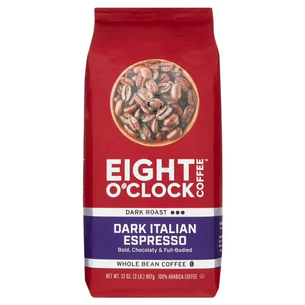 Eight O'Clock Dark Italian Espresso Whole Bean Coffee, 32 oz