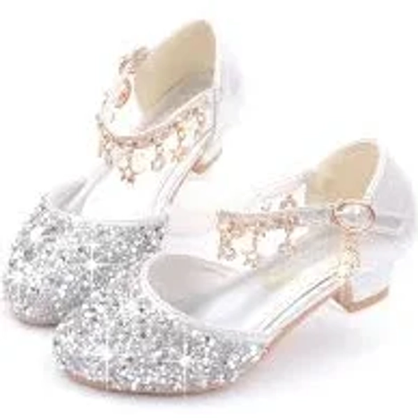 Korean Style New Girls' High Heels Sequin Spring Autumn Big Kids Princess Student Performance Shoes Closed-Toe Sandals