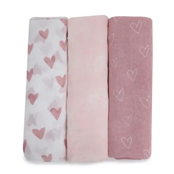 Bubba Blue Nordic Muslin Wrap 3 Pack Berry/Rose | Baby Bunting NZ