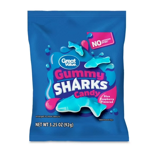 Great Value Gummy Sharks Candy, 3.25 oz