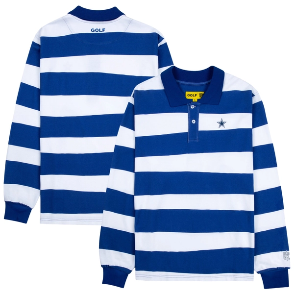 Men's Dallas Cowboys GOLF WANG White/Blue Long Sleeve Polo