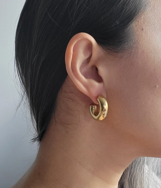 Fav 18k Gold Plated Dainty Thick Chunky Hoop Earrings Everyday Jewelry  waterproof Jewellery Gift for Her Christmas Gift