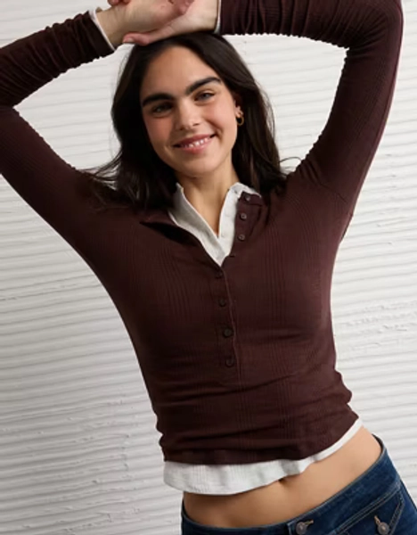 AE Long Sleeve Henley T-Shirt