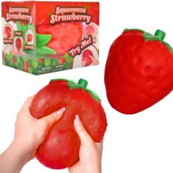 New Extra Large Strawberry Slow Rebound Toy, Giant Squeeze Toy, PU Filled Sensory Toy, Cute Squishy Ball Stress Relief Game Toy, Suitable For Adults - Size one-size