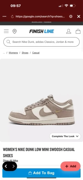 Women's Nike Dunk Low Mini Swoosh Casual Shoes - Size 5.0