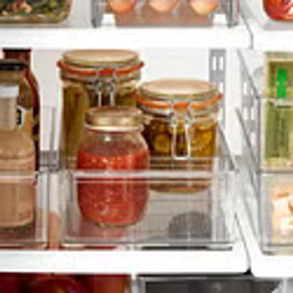 Everything Organizer Wide Stacking Fridge Bins with Dividers