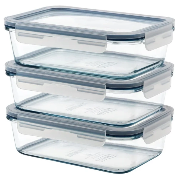 IKEA 365+ Food container with lid - rectangular/glass 1.0 l (34 oz)