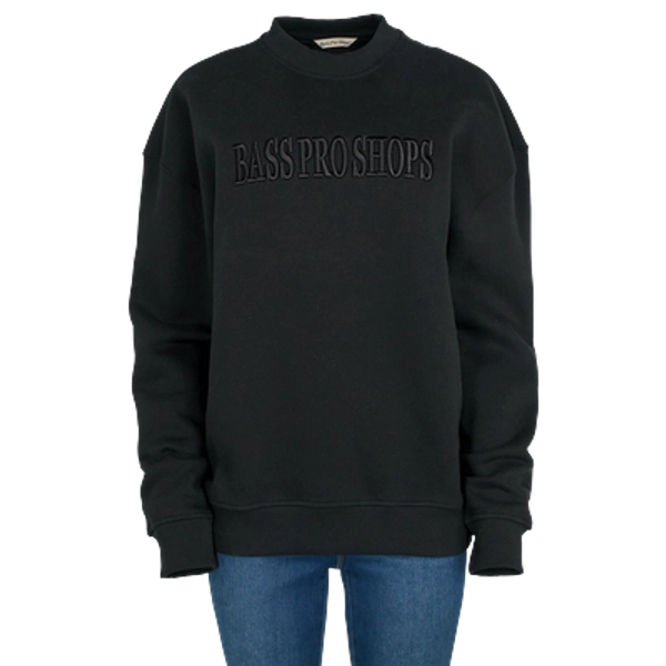 Bass Pro Shops Embroidered Crew-Neck Long-Sleeve Sweatshirt for Ladies - Black - L