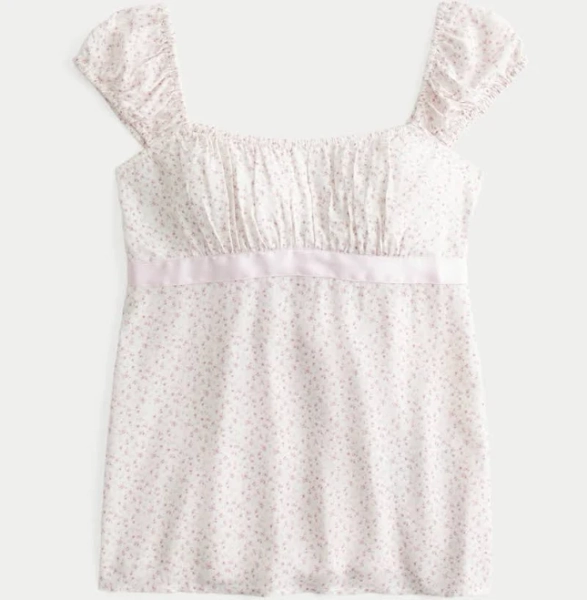 Hollister Women's Easy Satin Tie Babydoll Top