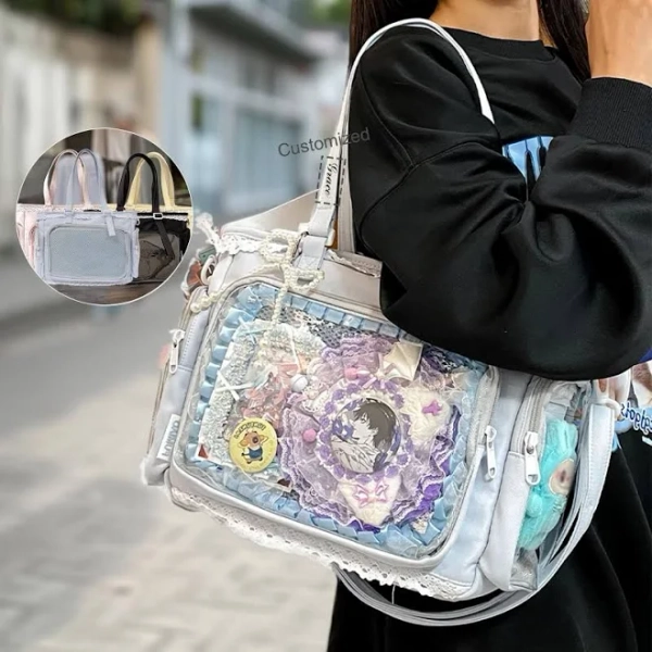 Kawaii Anime Ita Crossbody Bag with Pearl Bow Charm