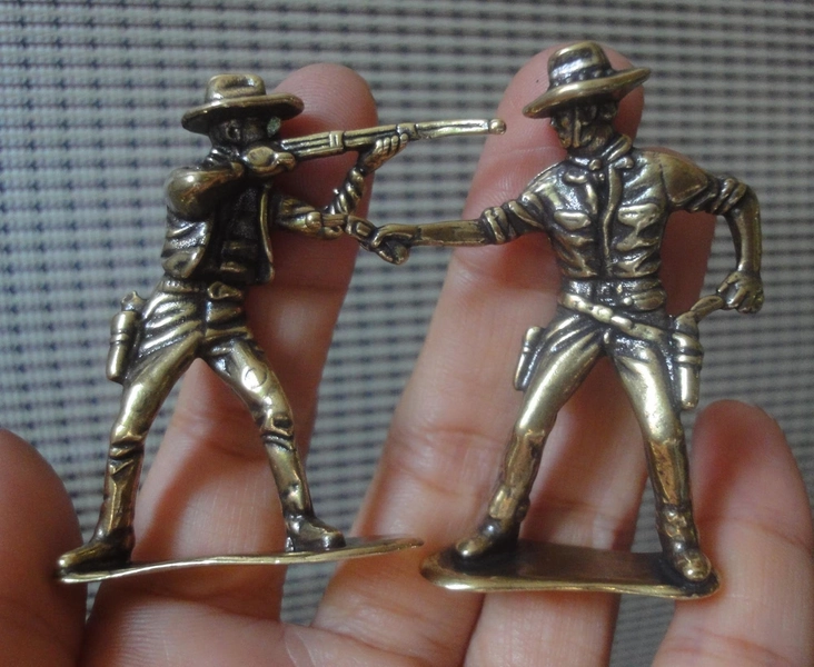 Vintage Style Brass Cowboy Figurines, Western Decor, Pair
