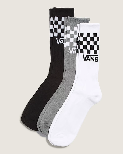 Classic Check Crew Socks 3-Pack in Checkerboard Black / White | Vans