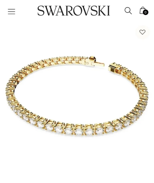 Matrix Tennis bracelet, Round cut, White, 18K gold finish