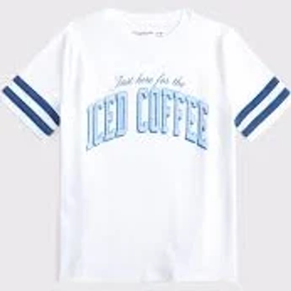 Abercrombie Kids Girls Oversized Sporty Iced Coffee Graphic Tee