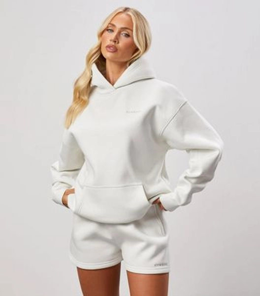 Gym King 365 Cream Logo Embroidered Hoodie
