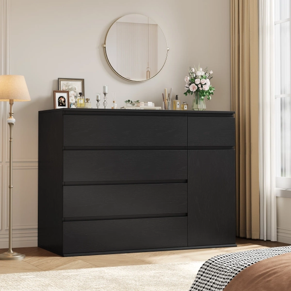 Zipcode Design™ Kardos 39.3" W Wood Combo Dresser With 5 Drawers And 1 Cabinet, Wood Chest of Drawrs & Reviews | Wayfair
