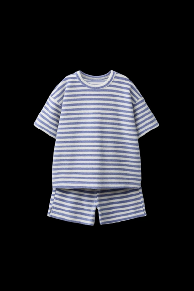 STRIPED TERRY CLOTH T-SHIRT AND BERMUDA SET