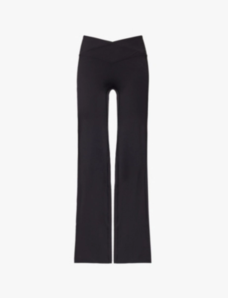 Crossover waist flared-leg regular stretch-woven leggings - XXS
