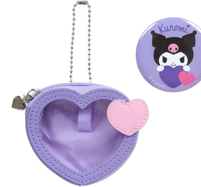 Sanrio Kuromi Heart-Shaped Mini Pouch and Pin Set