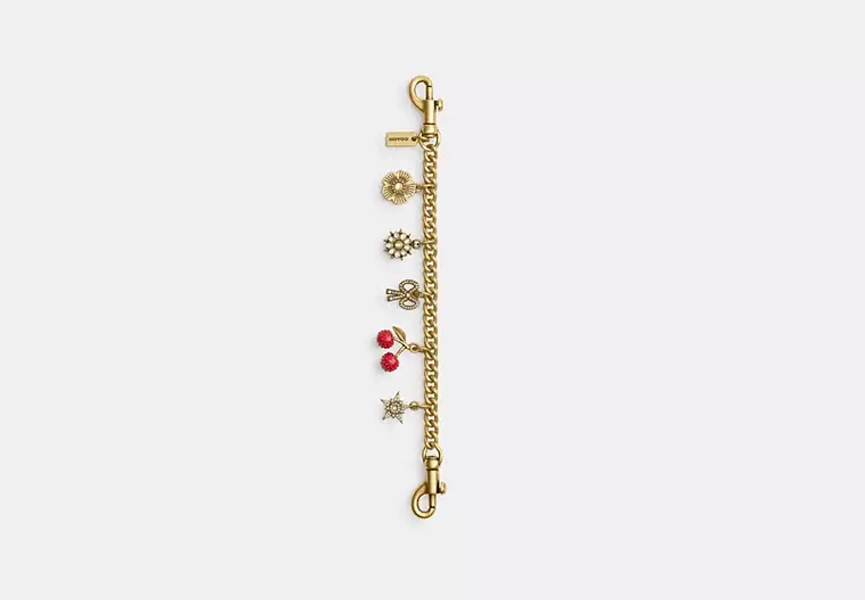 Coach Brass/Multi Crystal Motif Chain Bag Charm