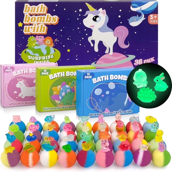 36Pcs Bath Bombs for Kids,  Bubble Bath Bombs with Glow in The Dark Dinosuar, Animal and Ocean Surprise Toy Inside, Organic Gift Set for Birthday-PickMora - Walmart.com