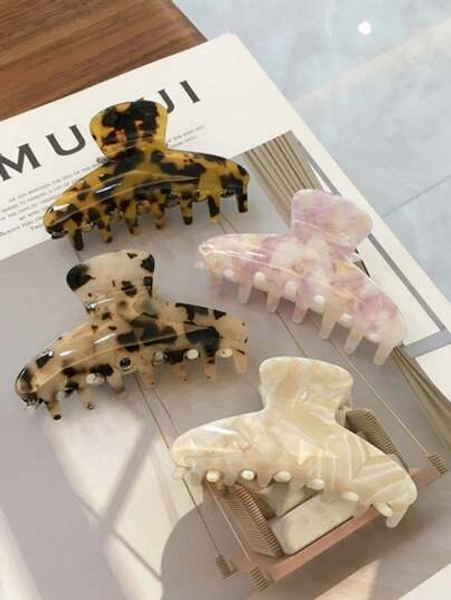 1pc/4pcs/5pcs Casual Beach, Street, Travel, Party, Vacation Acetate Sweet Claw Hair Clips, Mini Fresh Hair Accessories, Acetate Medium Claw Clips, Minimalist Tortoiseshell Hair Barrettes, Ponytail Clips For All Seasons Fall Winter