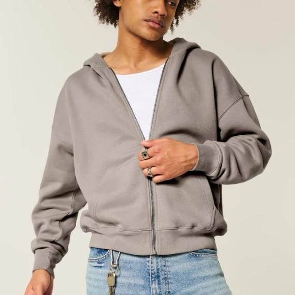 Men's Boxy Zip-Up Hoodie