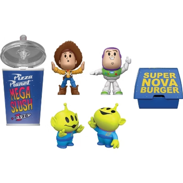 Disney and Pixar Toy Story Small Stars Pizza Planet Adventure, Stylized Woody & Buzz & 2 Aliens
