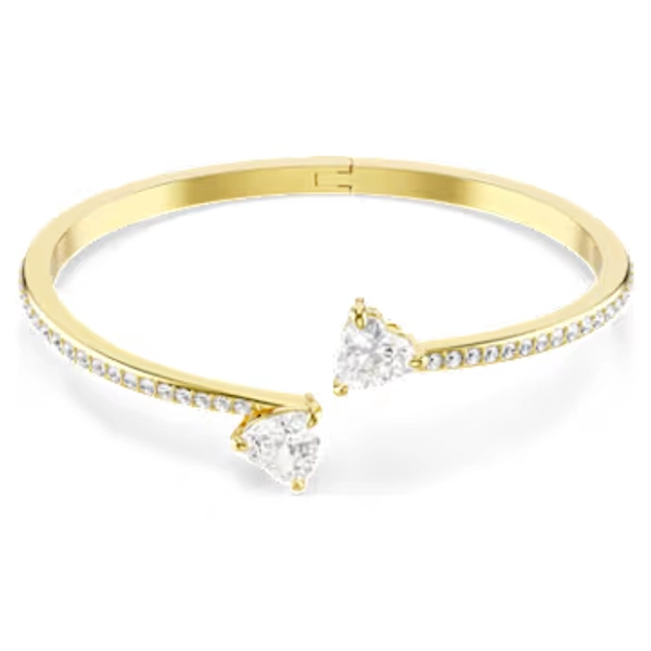 Bracelet-jonc Mesmera, Cœur, Blanc, Placage de ton or