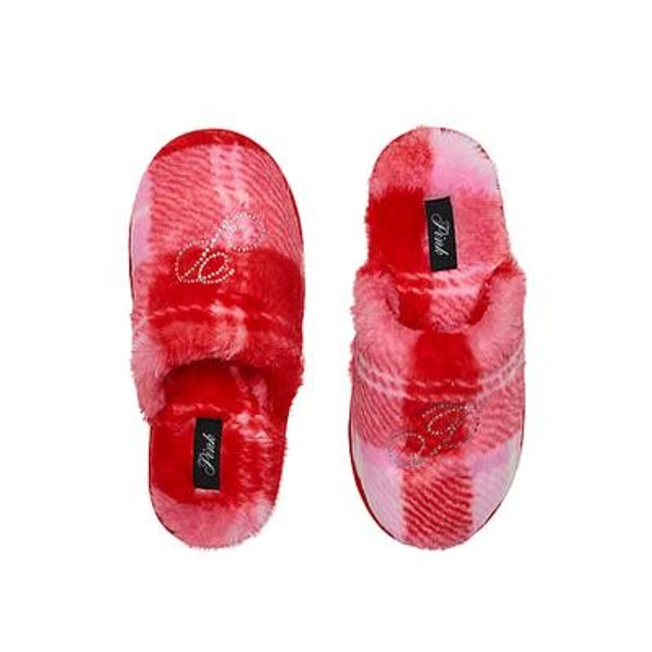 Faux-Fur Closed-Toe Slippers, Print, XL - Women's - PINK