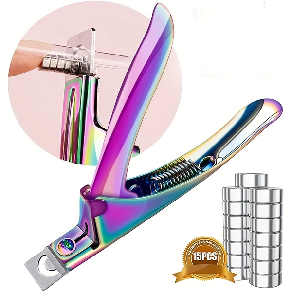 Stainless Steel Nail Clippers / 15pcs Magnets, Sharp Blades for False Nails, Fragrance Free, Suitable for Salon and Home Use, Perfect Gift